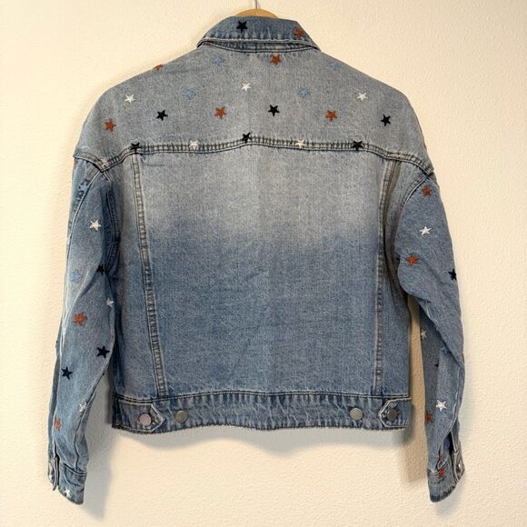 BLANK NYC Star Embroidered Born in USA Denim Jacket Size Small - Picture 9 of 10